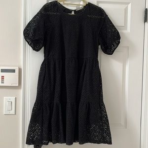 Everlane Tiered black eyelet dress